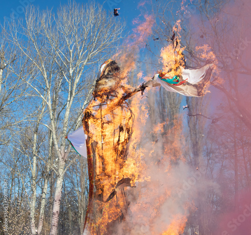 Burning an effigy for Shrovetide.