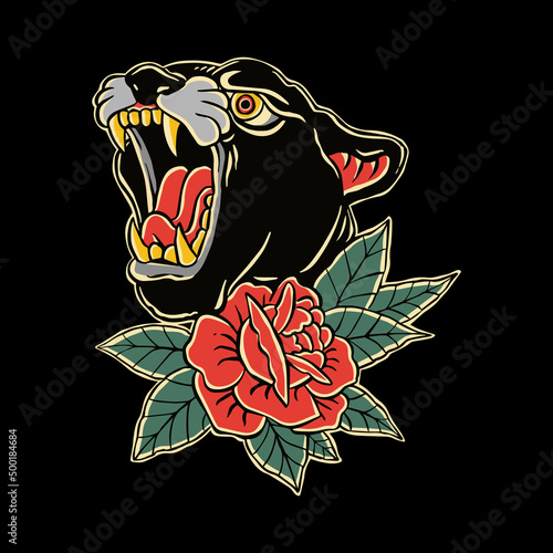 panther illustration vintage