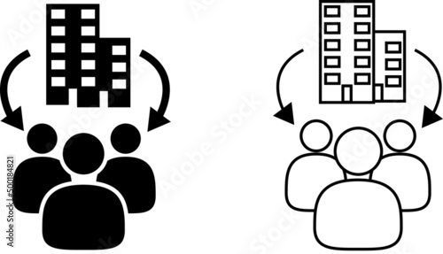 BPO Icon with fill and stroke. business process outsourcing icon grey scale.