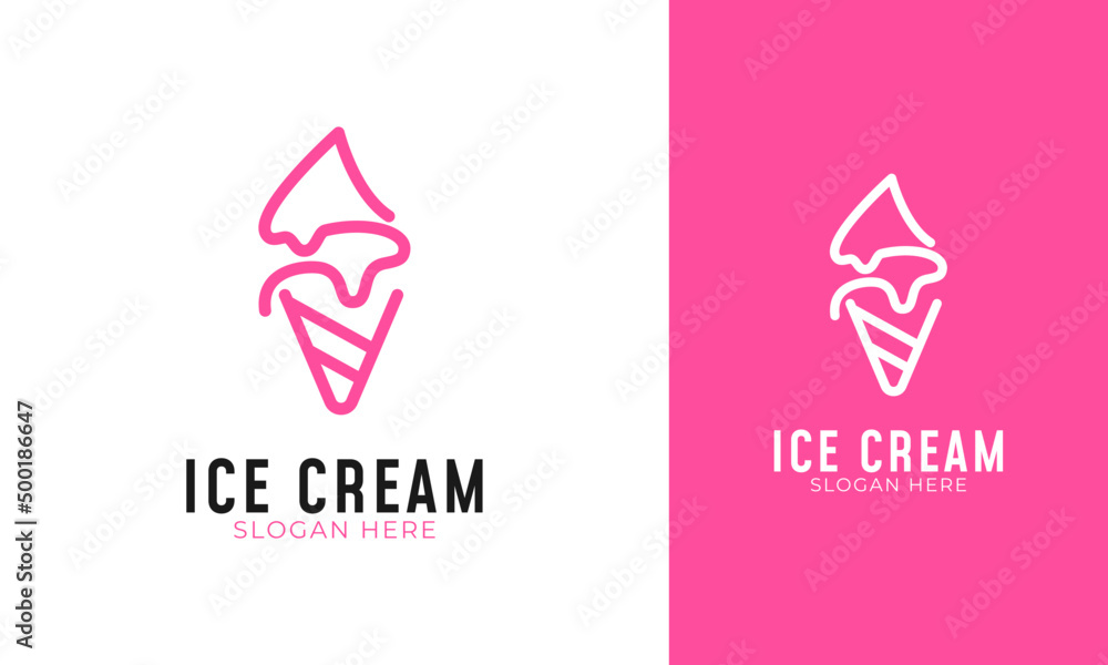 Minimal ice cream logo with simple coen