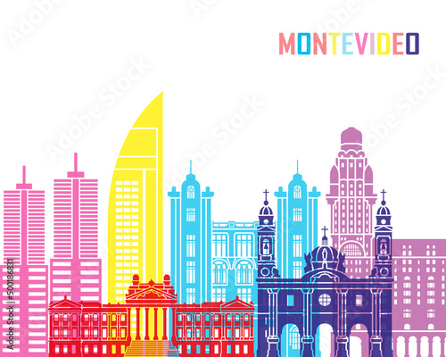 Montevideo skyline in watercolor 