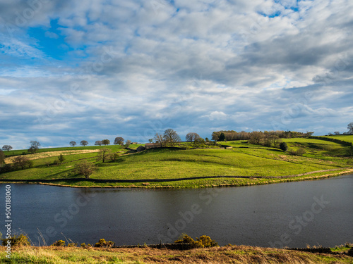 John O'Gaunt reservoir in Nidderdale in Yorkshire. A beautiful Spring afternoon and the views are lovely. This reservoir is little visited and provides a nice walk for families. 