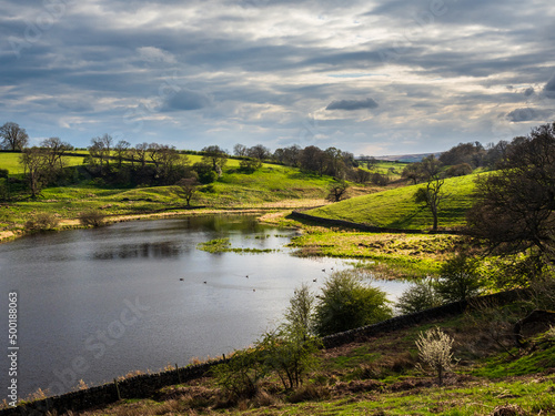 John O'Gaunt reservoir in Nidderdale in Yorkshire. A beautiful Spring afternoon and the views are lovely. This reservoir is little visited and provides a nice walk for families. 