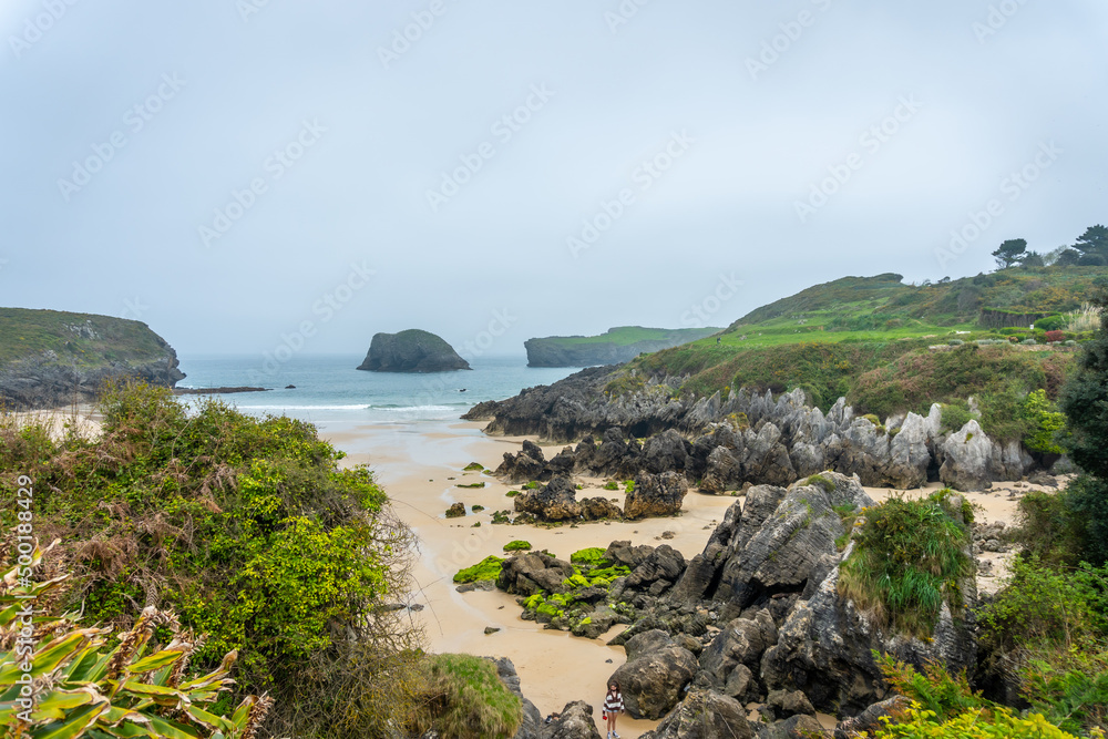 Fototapeta premium Playa de Barro on a spring morning on the Borizu peninsula in the town of Llanes. Asturias. Spain