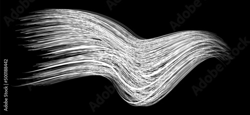 White flow brushstroke on white background.. Fluffy bunch of white politics. Abstract disheveled fibres. Vector illustration swirl blur. Crayons and chalk paint, fibers, hair and bunch