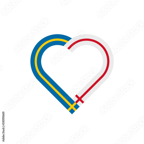 unity concept. heart ribbon icon of sweden and england flags. vector illustration isolated on white background