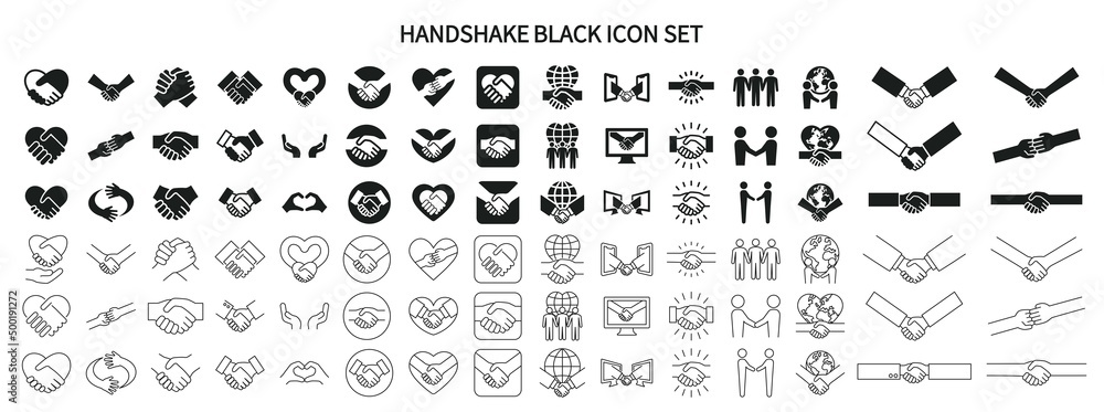 Handshake and business related icon set Handshake and business related icon set