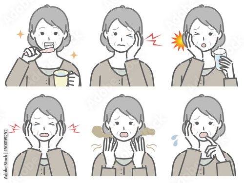 口の中に異常がある高齢女性