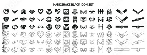 Fotografiet Handshake and business related icon set