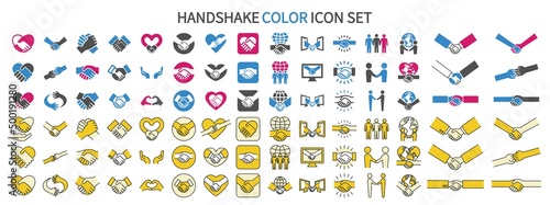 Handshake and business related icon set