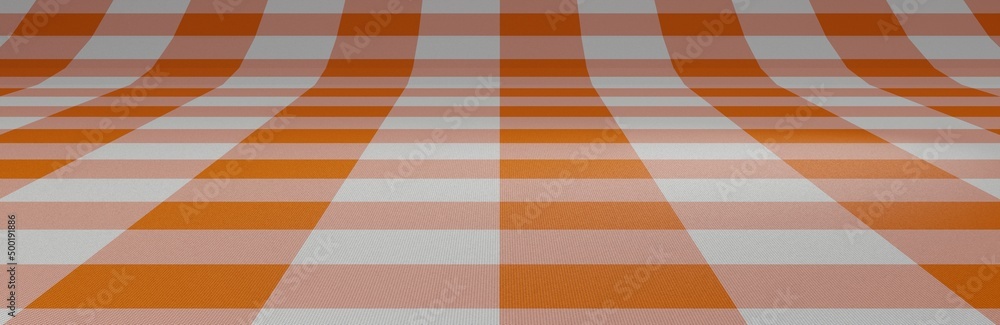 Fototapeta premium checkered orange abstract background cloth material 3d render
