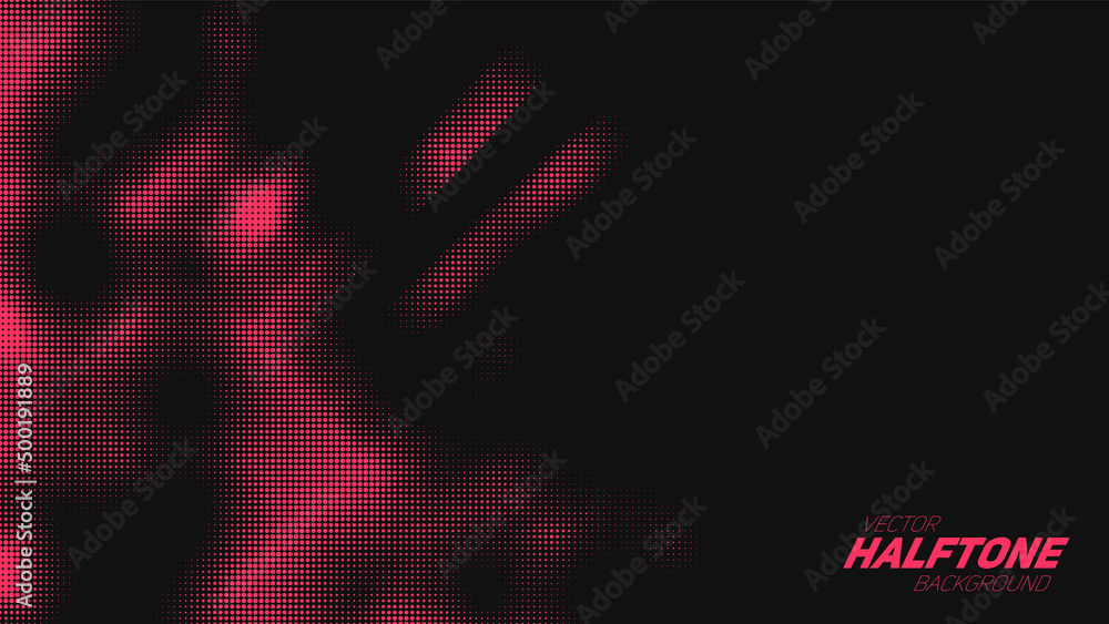 Abstract vector torn red halftone background. Scrathed dotted texture element.