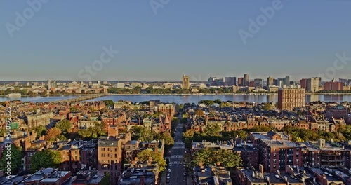 Boston Massachusetts Aerial v262 flyover back bay waterfront neighborhood along gloucester street leading to mit campus area in cambridge across river - Shot with Inspire 2, X7 camera - October 2021 photo