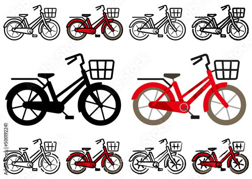 画風別アイコン各種(ママチャリ自転車)