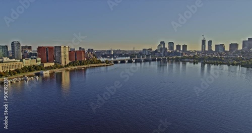 Boston Massachusetts Aerial v265 panning shot across charles river from west end, longfellow bridge leading to prestigious institution mit city campus - Shot with Inspire 2, X7 camera - October 2021 photo