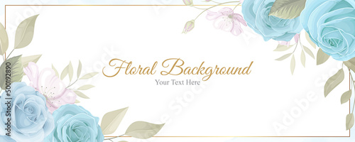 Beautiful flower banner with blue flowers