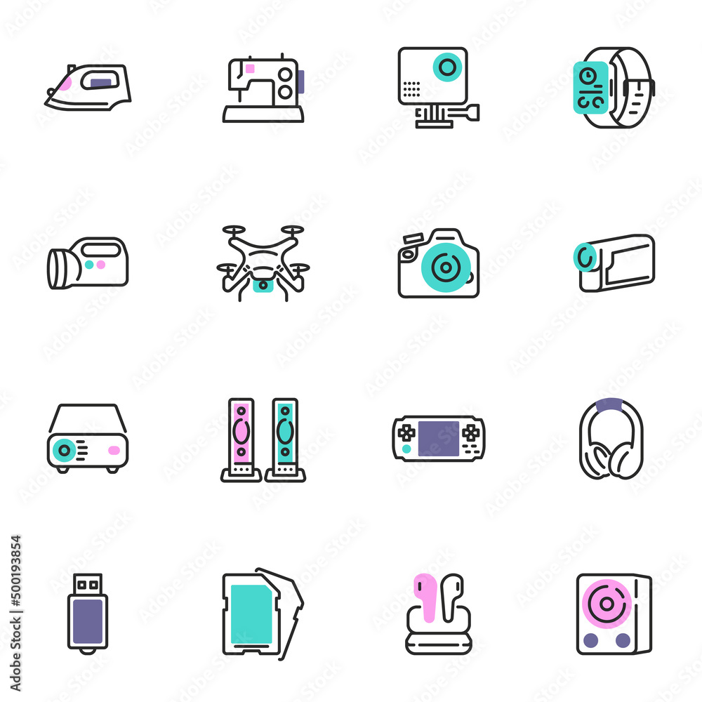 Digital devices line icons set Digital devices line icons set