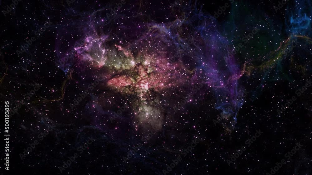 Nebula Travel Passing Clouds and Star Loop. This Clip is a pass galaxy with nebula clouds and camera fly to deep in a seamless loop.