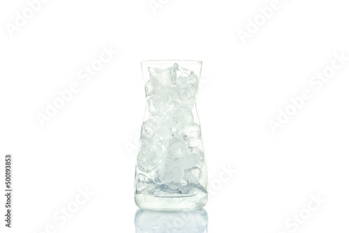 Jug with ice isolated on white background