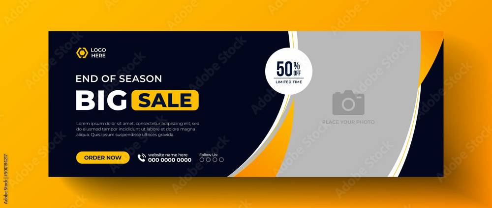 Product big sale facebook cover page design, web banner or product sale, flash sale banner template - obrazy, fototapety, plakaty 