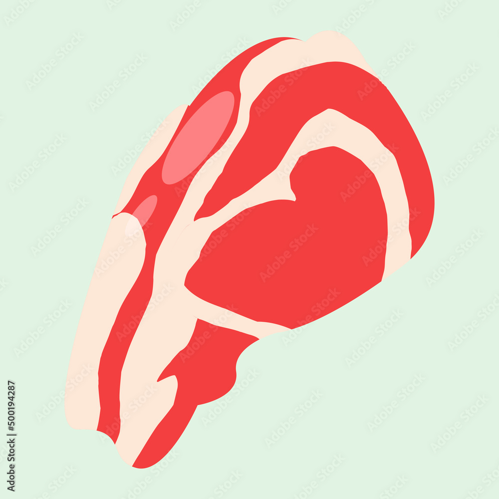 Beef. Flat design vector illustration of beef on green background Beef. Flat design vector illustration of beef on green background