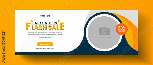 Flash sale facebook cover page design, web banner for product promotion, sale banner template