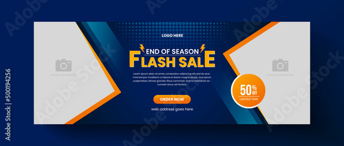 Flash sale facebook cover page design, product sale web banner template, sale banner template