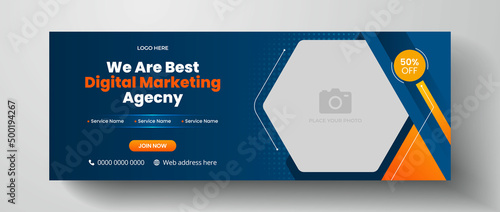 Digital marketing facebook cover page design, corporate business marketing web banner template