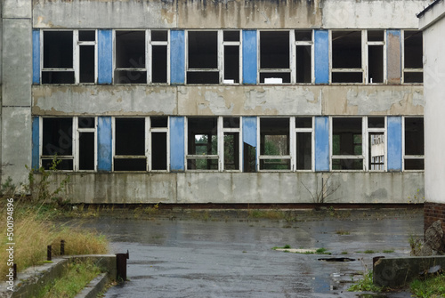 Abandoned school building for children of Soviet soldiers, Milovice, Czech Republic photo