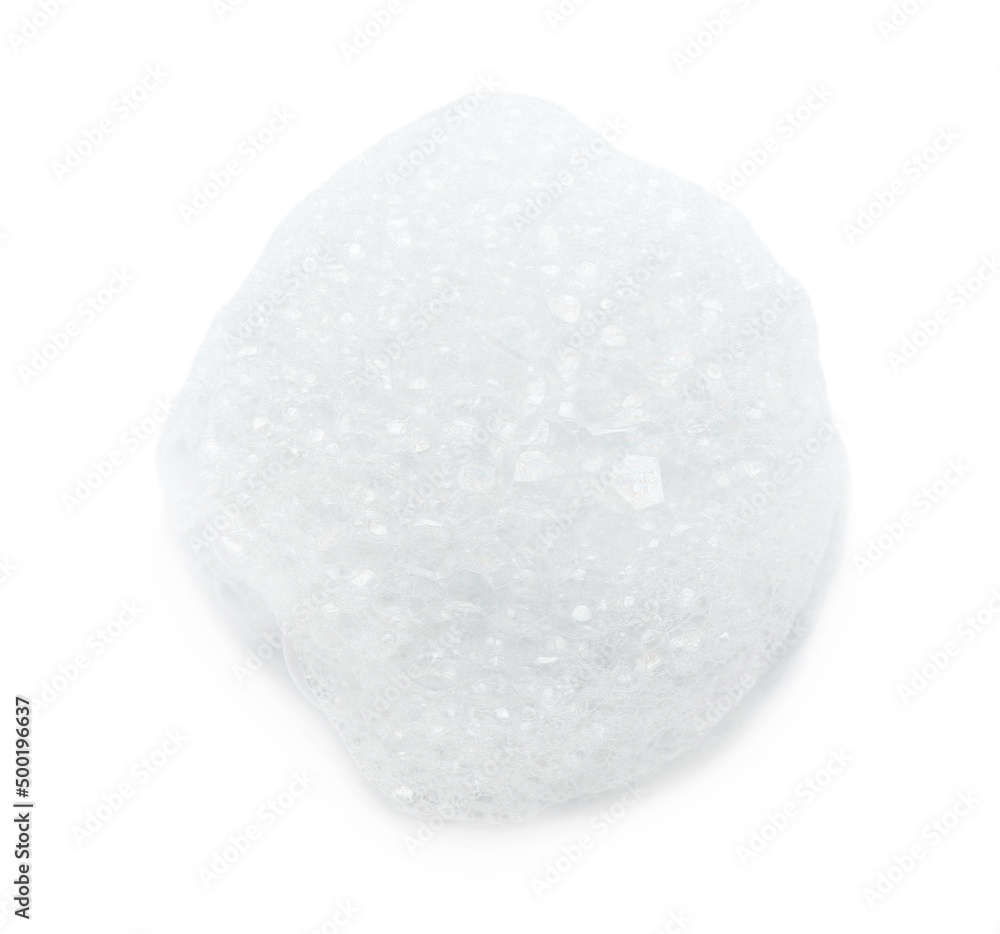 Drop of bath foam isolated on white, top view Drop of bath foam isolated on white, top view