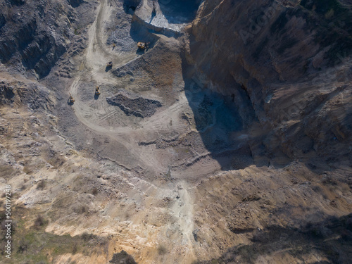 Rybalsky granite quarry. The city of Dnipro, Ukraine. Photo from the air. Open working quarry. photo