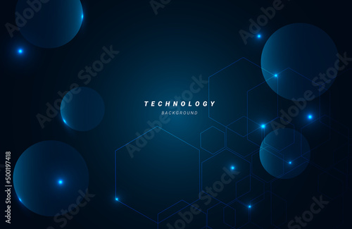 Abstract circular with shiny dots blue technology design colorful background