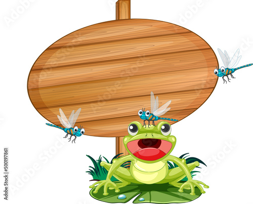 Blank oval wooden signboard with animal