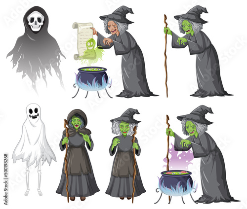 Set of witches and wizard objects