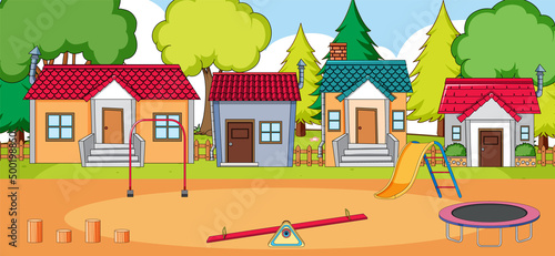 Scene with houses and playground