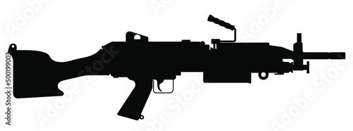 Gun icon isolated. Machine gun. Firearms. Submachine gun black sign. Vector illustration. Rifle icon
