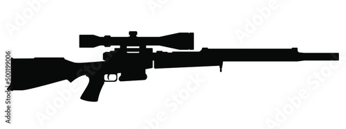 Gun icon isolated. Machine gun. Firearms. Submachine gun black sign. Vector illustration. Rifle icon