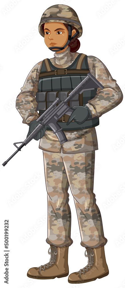 Fototapeta premium Soldier in uniform cartoon character
