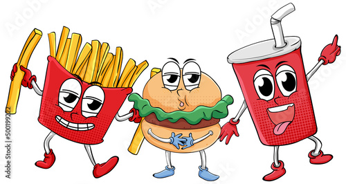 Fastfood set with happy face