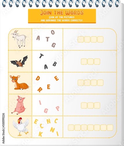 Arrange the letters in order with pictures