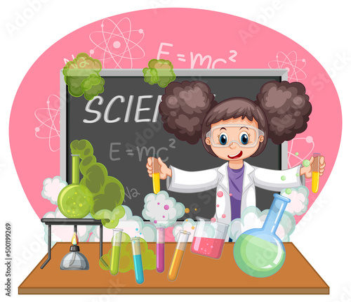 A scientist experiment in the lab on white background