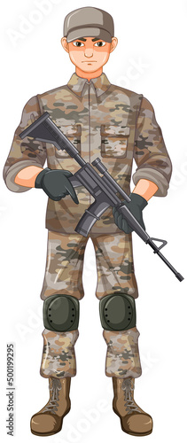Soldier in uniform cartoon character