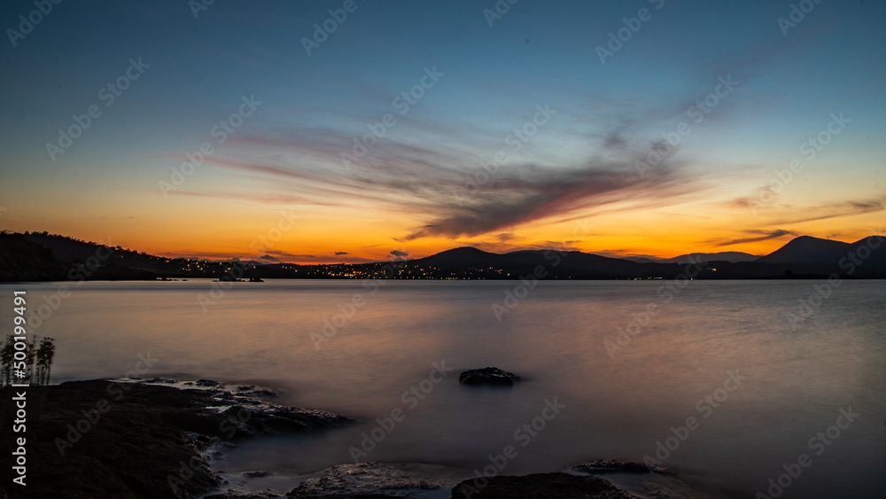 sunset over the lake