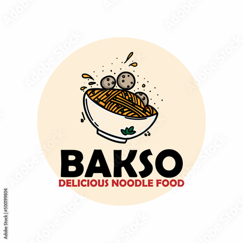 Bakso Meatball and Noodle Restaurant bowl icon illustration