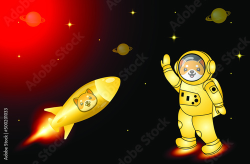 Obraz na plátně Baby doge coin cryptocurrency to the moon illustration