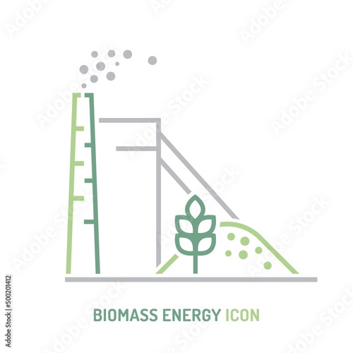 Biomass power station icon. Editable vector illustration