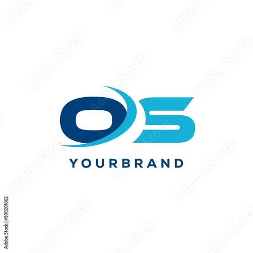 Letter OS logo combined with swoosh curved line