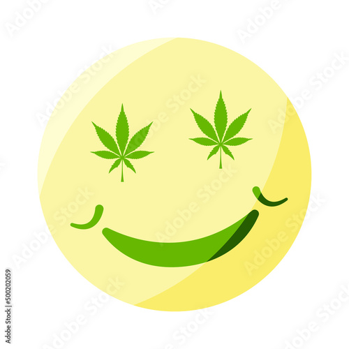 Marijuana smiley face cannabis smile. Smiling face made of weed leaves vector illustration