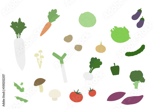 シンプルな野菜イラストセット（JPEG）