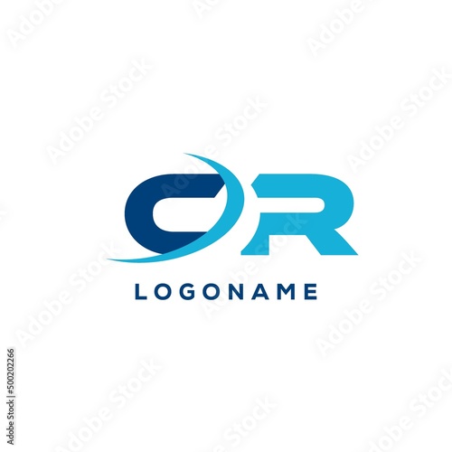 Letter CR logo combined with swoosh curved line